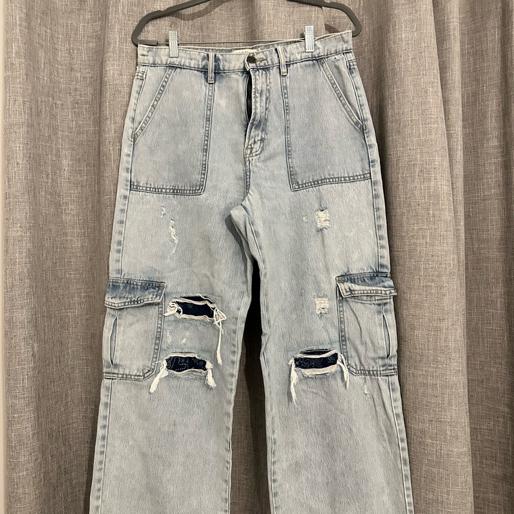 Light Wash Relaxed Fit Distressed Jeans